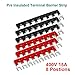 MILAPEAK Terminal Block and Strip - 12pcs (6 Sets) 8 Positions Dual Row 600V 15A Screw Terminal Strip Blocks with Cover + 400V 15A 8 Positions Pre-Insulated Terminals Barrier Strip (Black & Red)