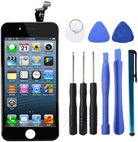 LCD Touch Screen Digitizer Frame Assembly Full Set LCD Touch Screen Tools Replacement for iPhone 5S with Stylus Touch Screen Pen (Black)
