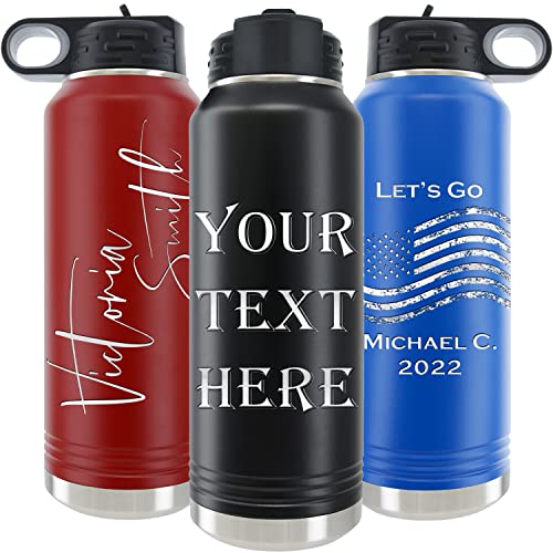 Personalized Water Bottle 40oz/32oz with Fliptop Lid and Straw