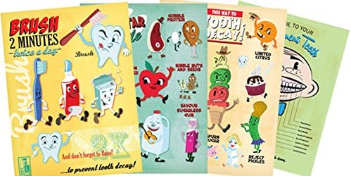 InfoLab, Set of 4 Posters: Twice A Day To Fight Decay, This Way To Tooth Decay, Permanent Teeth Guide, &amp; Your Way to a Superstar Smile