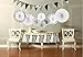 Silver Engagement Decorations, Silver Paper Fans Decorations, Silver Paper Fan, Sparkly Paper Pennant Banner Triangle Flags Tissue Paper Tassels Garland, Silver Party Decoration for Baby Shower