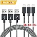 Lightning Cable 6.6 ft,[3-Pack]Durable and Fast Charging 8pin Lightning to USB Cable for iPhone7/7plus/6/6plus/6s/6splus/5/5s/5c/SE, iPad 2 3 4 Mini Air Pro, iPod -White(Black &Gray)