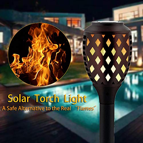 Solar Lights Outdoor Dancing Flickering Flames Waterproof Christmas Lights Decor Solar Pathway Torch Lights Outdoor Landscape Decoration Lighting Solar Spotlights Security Garden 4 Pack