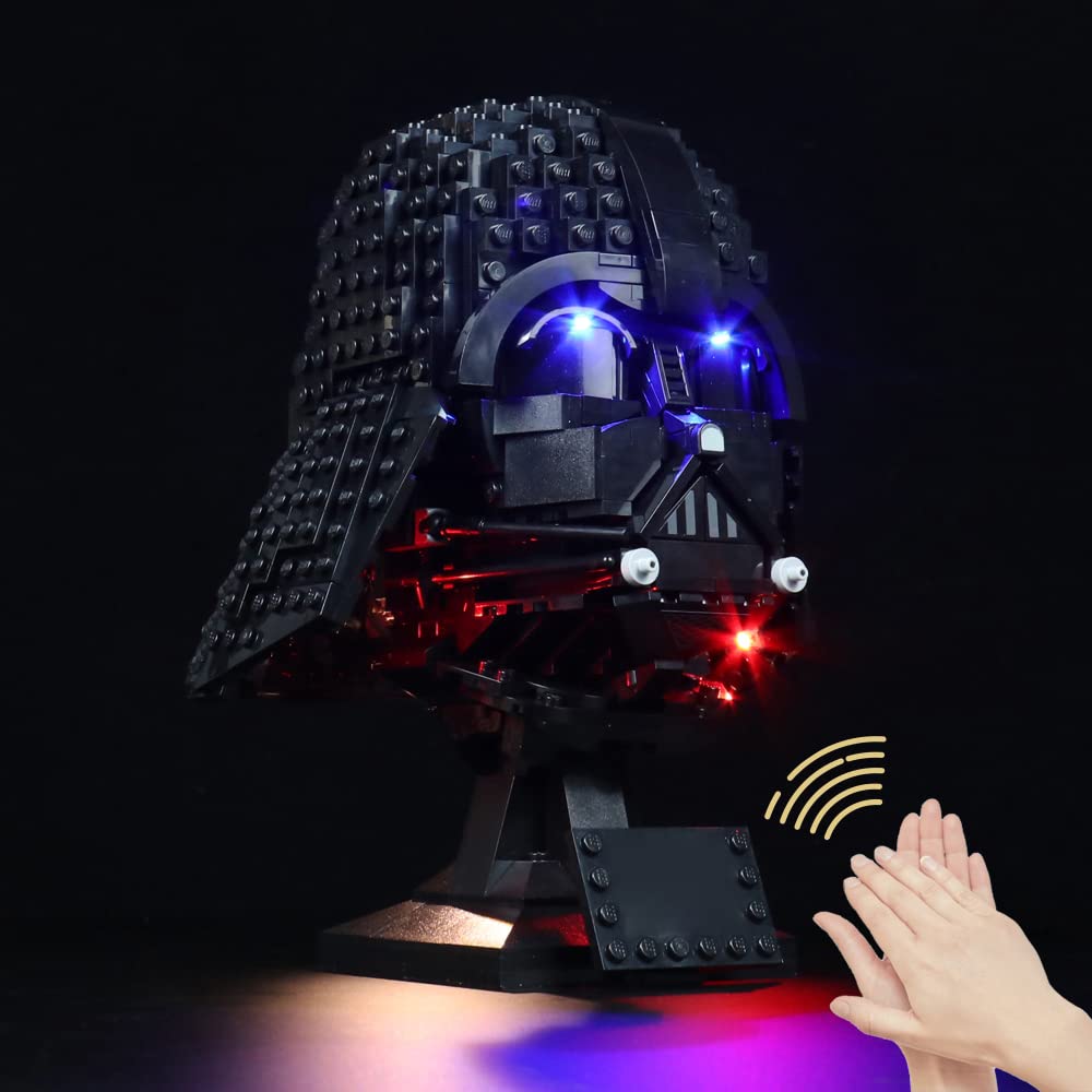LocoLee Light Set for Lego Darth Vader Helmet, Led Decoration Lighting Kit for Lego 75304 Darth Vader Helmet Building Blocks Model, Creative Gifts DIY Toys, NO LEGO(Voice Control Version)