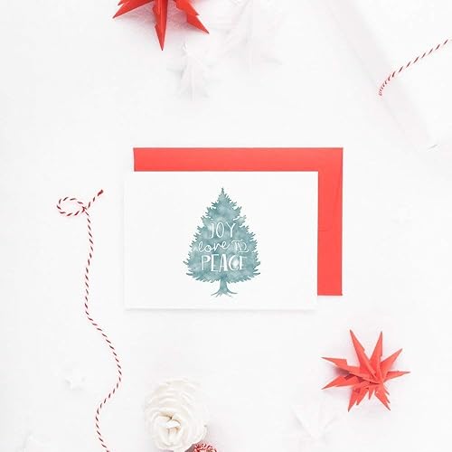 Amazoncom Rustic Christmas Card Set Christmas Tree Card