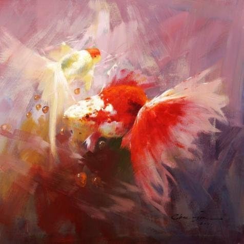 'Red Goldfish' Oil Painting, 10x10 Inch / 25x25 Cm ,printed On Polyster Canvas ,this High Resolution Art Decorative Prints On Canvas Is Perfectly Suitalbe For Kitchen Artwork And Home Artwork And Gifts