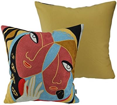 Thanksliving 2pcs Decorative Abstract Embroidery Cotton Gift Throw Pillow Cover 18 X 18 Inches/45 X 45 Cm,Art of Van Gogh