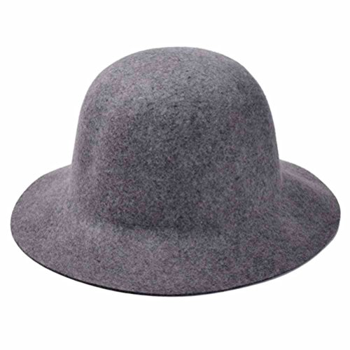 ZLYC Women 100% Wool Minimalist Fashion Winter Felt Bowler Hat Floppy Cloche Cap Gray