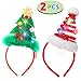 JOYIN 2 PCS Lighted Christmas Headbands with LED lights in Springy Santa Hat Tree Designs for Christmas and Holiday Parties (ONE SIZE FIT ALL)