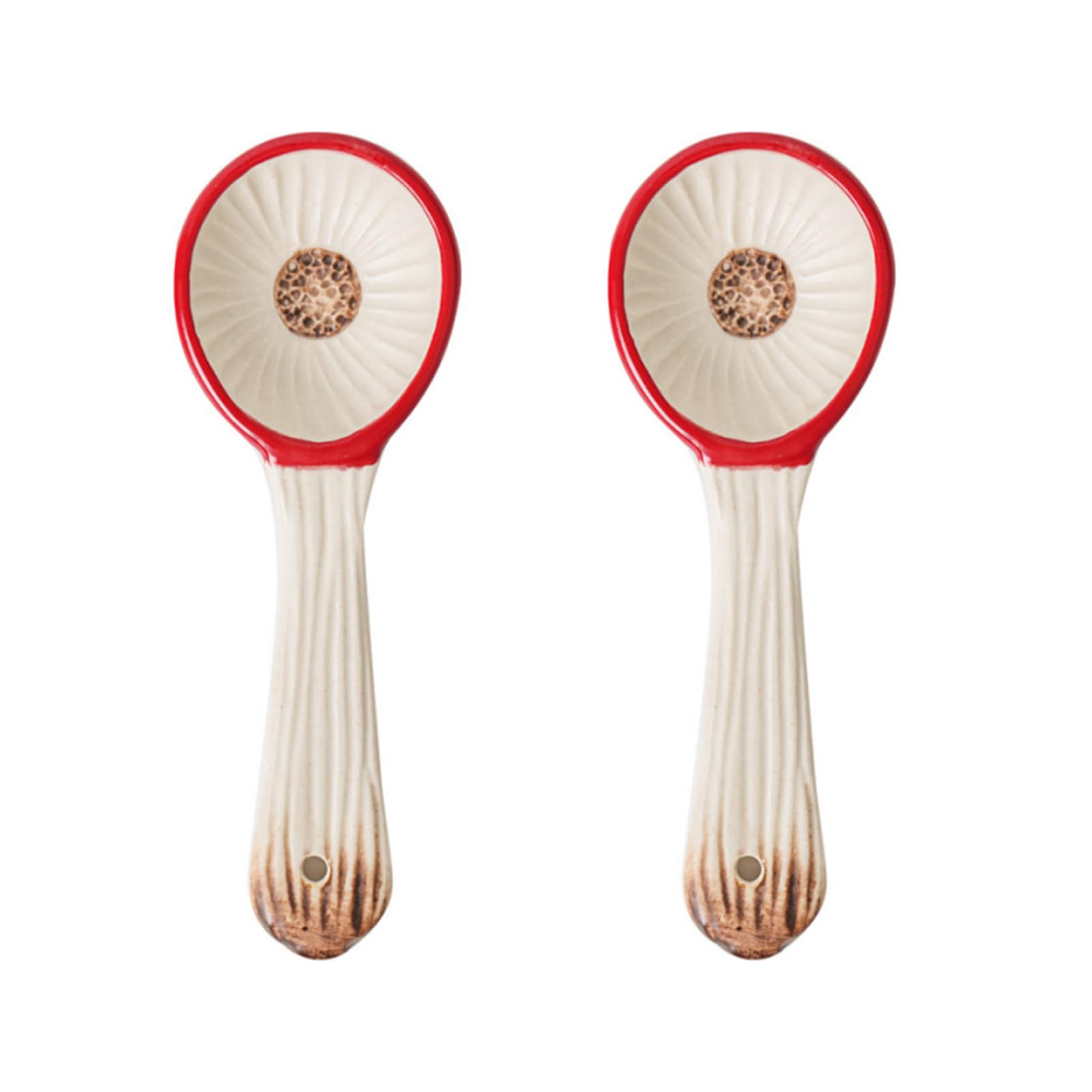 Soulnioi Cute Mushroom Spoons, 2Pcs Ceramic Soup Spoons for Dessert, Breakfast, Soup