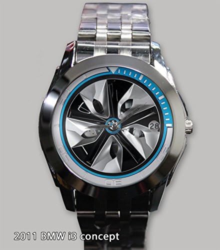 Custom Personality 2011 BMW I3 Concept Rim Wheels Wristwatch Silver Alloy Band