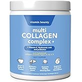 Vitamin Bounty Multi Collagen Peptides Powder for Men & Women (Complex Plus) - 5 Types Hydrolyzed Collagen Protein - Probiotics, Vitamin C & Hyaluronic Acid - Grass Fed Bovine Supplements, 50 Servings