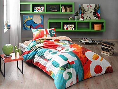 Tac Tek Kisilik Nevresim Takimi Pop Art Oranj Amazon Com Tr