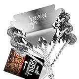 MEILI Grill Brush & Scraper Tool (3-in-1) Ergonomic Gas, Charcoal, Infrared, Smoker Grate Cleaning Accessory | Heavy-Duty Stainless-Steel Wire Brushing | Surface Safe
