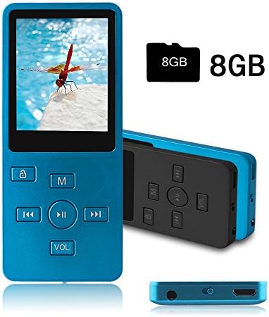 Ultrave Portable 8GB MP3 Player MP4 Player Expandable up to 64GB Hi-Fi Sound Music Player Supports FM Radio E-book Photo Viewer with Mini USB Port, Blue