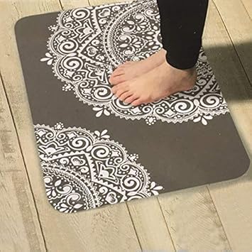 Unbekannt Tapis De Bain Avec Ornements Gris Foncé Blanc