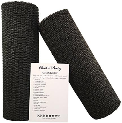 Non Slip Shelf Liners for Kitchen Cabinets Rubberized Mat Roll (12” x 20’ Each) (2 Pack) Plus Pantry Checklist (Black)