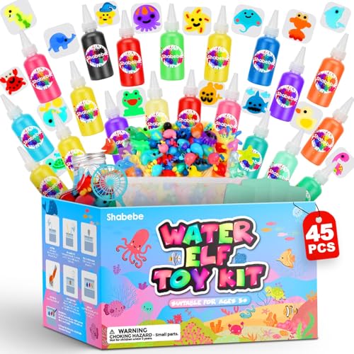 Photo 1 of *Smaller* Magic Water Elf Toy Kit– 20 Magic Gels (2 Glow-in-The-Dark) & 18 Sea Creature Molds, DIY Aqua Fairy Water Gel Crafts Toy, Make Water Pets & Squishy Figures, Fun Birthday Gift for Kids Ages 3+