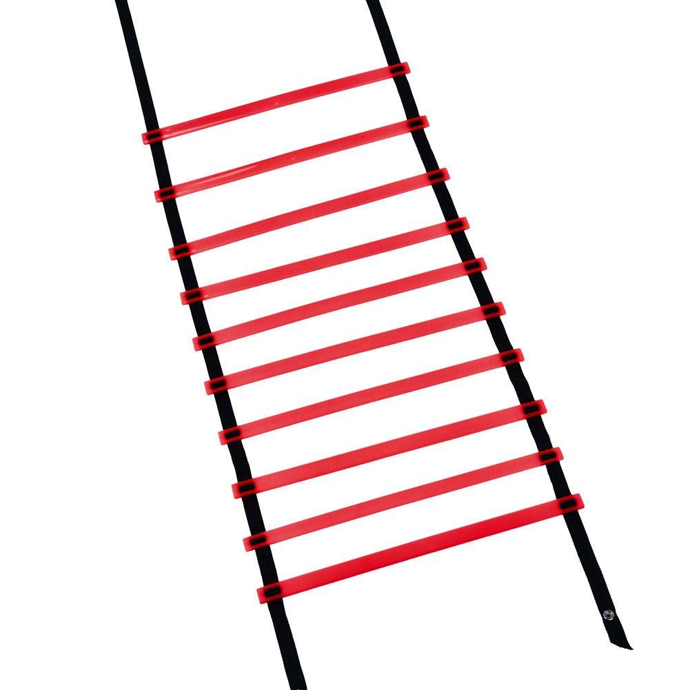 Wakects Agility Ladder for Football Training, 5m 10 Rung Heavy Duty Fitness Ladder, 196.9 x 16.1 inch, Red, for Rugby, Tennis, Baseball