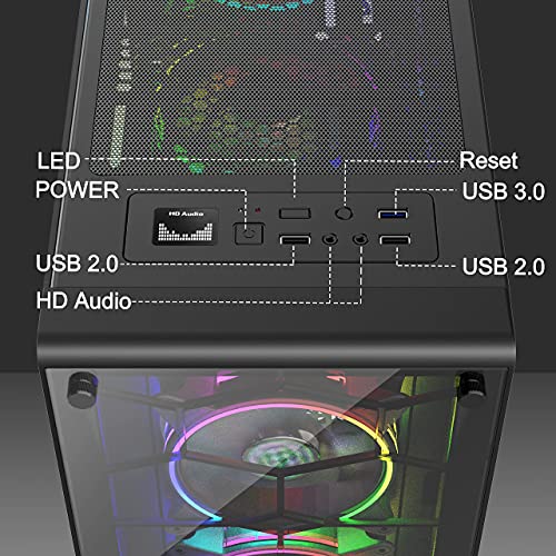 MUSETEX 6 ARGB Fans PreInstalled USB 3.0 ATX MidTower Case with Voice