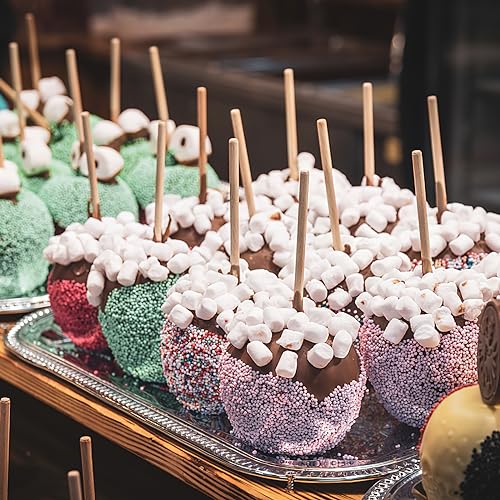 HANSGO 350PCS Candy Apple Skewers Sticks, Bamboo Sticks for Caramel Apple Semi-point Sticks Corn Dog Sticks Lollipop Sticks Sausage Meat Fruit Chocolate Fountain Skewers