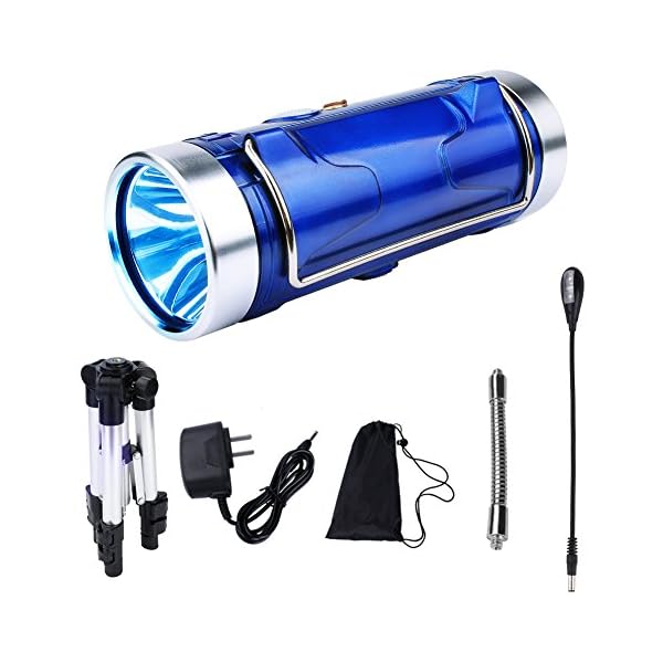 RUIMX-IPX7-Waterproof-Professional-Searchlight-LED-Spotlight-with-White-Blue-Light-Color-3-x-18650-Rechargeable-Battery-Tripod-Reading-Light-Perfect-for-Fishing-Hunting-Camping-Boating