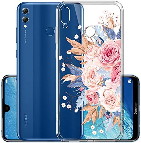 Flower Series Floral Painted Watercolor Rose Ball Pattern Printed Design Transparent TPU Soft Silicone Case for Huawei P Smart Plus/Nova 3i,SKYXD 3D Colorful Embossed Beautiful Blossom Flexible Cover