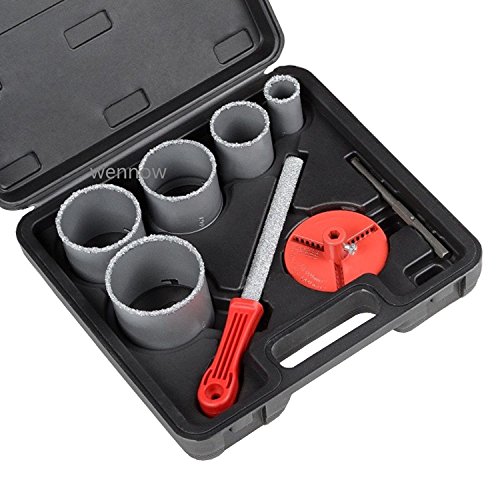 Wennow 8PC Masonry Hole Saw Kit Tungsten Carbide Grit Saws brick ceramic tile block