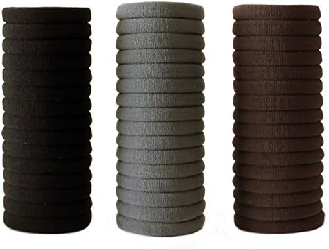 Thick Seamless Hair Ties Elastic Bands, Ponytail Holders Headband Accessories No Crease (3 Mixed Colors Total 40 PCS)