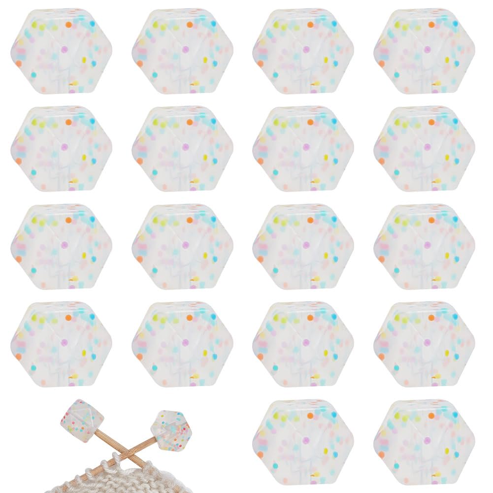 WEBEEDY 20PCS Colored Dots Knitting Needle Stoppers Needle Point Protectors Needle End Caps Small Knitting Tip Protectors Needle Hugger Knitting Crochet Supplies Accessories for Knitting Gifts
