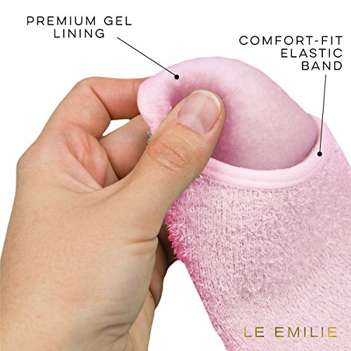 LE EMILIE 5 Toe Moisturizing Gel Socks Perfect for Healing Dry Cracked Heels and Feet