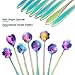 SelfTek 8Pcs Rainbow Flower Spoon Set, 2 Different Size Colorful Stainless Steel Reusable Coffee Sugar Stirring Dessert Cake Tea Scoops Table Mixing Ice Tea Spo-on