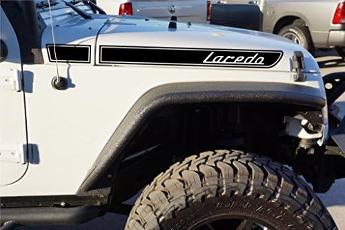 The Pixel Hut gs00206 Matt Black Laredo Retro Hood Decals for Jeep Wrangler JK (2007-2018)
