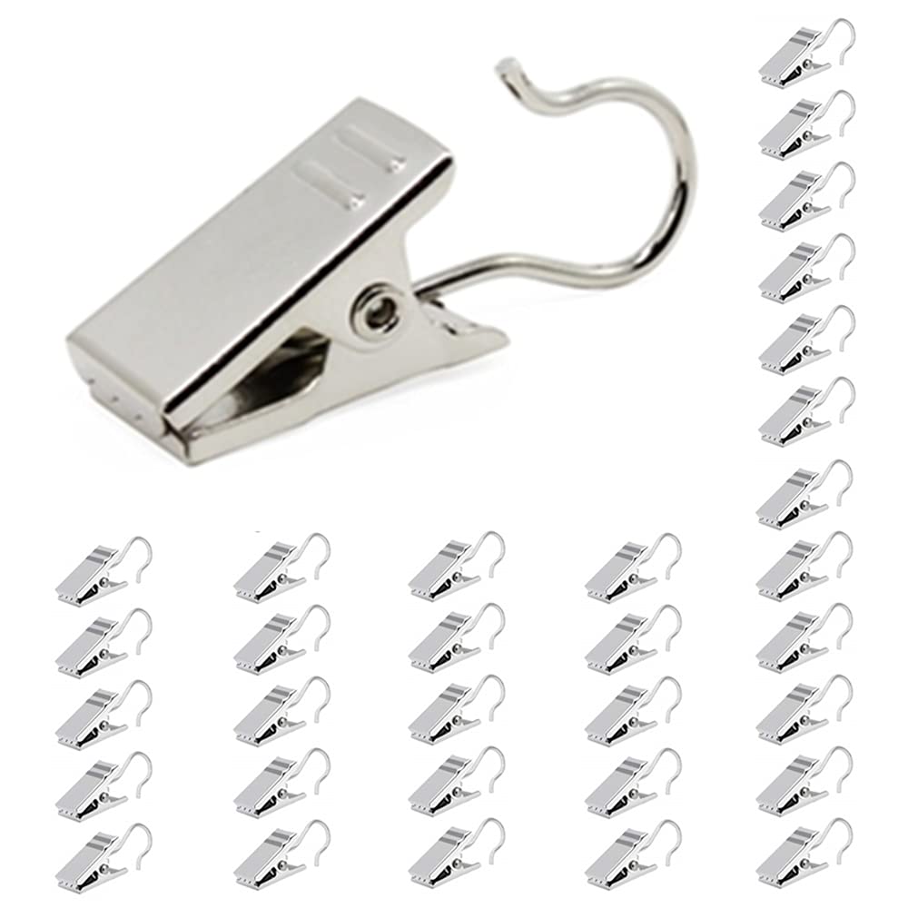 60 Pcs Stainless Steel Curtain Clips Metal Hanging Hooks for Shower Curtain Hanger Home Decoration Outdoor Party Art Craft Display