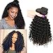 Deep Wave Bundles with Closure 3 Bundles Brazilian Human Hair Extensions with 4x4 Lace Closure Deep Wave Curly Hair Natural Black