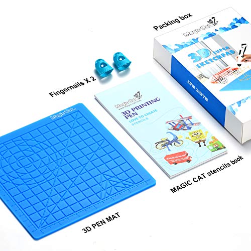 Magic MAT 3D Pen Mat, Silicone Design Mat with MAGIC CAT 3D Pen Stencils Book and 2 Silicone Finger Caps, Great 3D Pen Drawing Tools for 3D Pen - Thumbnail 6
