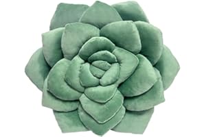 ZerzSemp Fleshy Greenery Plush Cushion – Hand-Stitched 3D Flower Throw, Botanical-Shaped Accent for Bedroom, Living Room, and