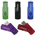 DEEKOO 5 PCS 8GB USB 2.0 Swivel Flash Drive Memory Stick Pen Storage Thumb U Disk (Five Mixed Colors: Red Blue Black Purple Green)