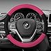 FH Group Universal Fit Modernistic and Seat Belt Pads Combo Set Steering Wheel Cover Fits Most Cars, SUVs Pink