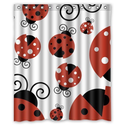 Polyester Large Ladybug Shower Curtain 60 x 72  Inches