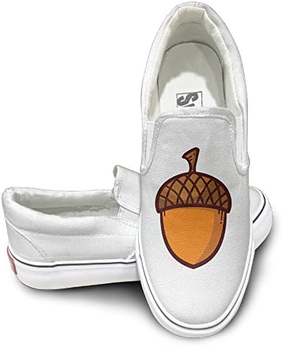 Claudia Unisex Athletic Shoes Acorn Print Canvas Sneaker 42 White
