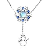 TYSO Snowflake Necklace 925 Sterling Silver Snowman Necklace Winter Necklace Christmas Necklace Pendant Jewelry Gift for Women