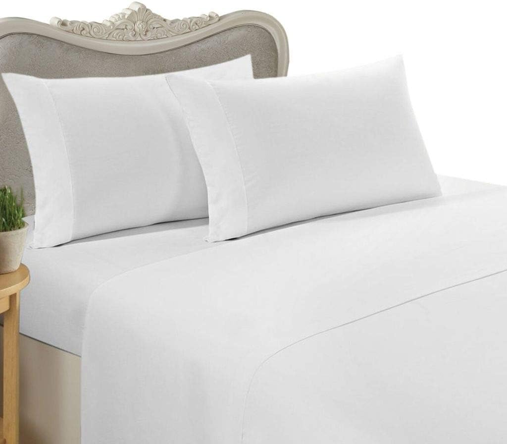 Egyptian Cotton Factory Store Luxurious Ultra Soft Silky 100% Egyptian Cotton Seven (7) Piece Set, White Solid/Plain, King Size, Includes 4Pc Bed Sheet Set & 3Pc Duvet Set, 1200 Thread Count
