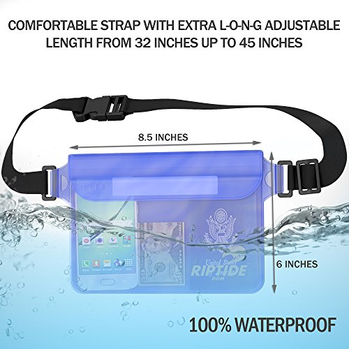 Waterproof Fanny Pack (2 Pack) For Men & Women Dry Bag Water Resistant With Adjustable Waist Strap -Protects Valuables - At Water Sports Swimming Skiing Black/Transparent & Sheer Pink By Riptide