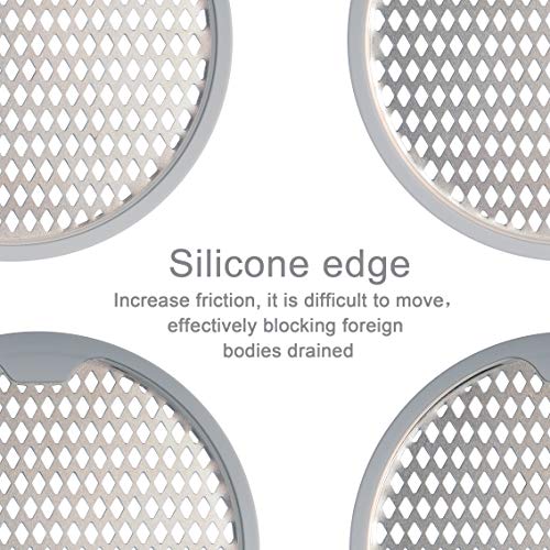 Shower Drain Hair Catcher Trap Mesh Good Grips Easy Clean Drain Protector - Stainless Steel & Silicone by Kindga(2 pack)