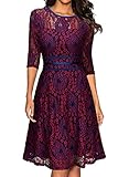 Miusol Women's Vintage Floral Lace 2/3 Sleeve Cocktail Evening Party Dress