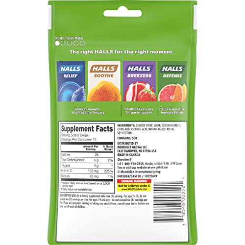 Halls Defense Pink Grapefruit Vitamin C Drops with Immune Support