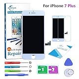 Qi-Eu LCD Display for iPhone 7 PLUS 5.5 inch Touch Screen Digitizer Replacement with 3D Touch Assembly - White, Repair Tools Kit and Instructions are Included