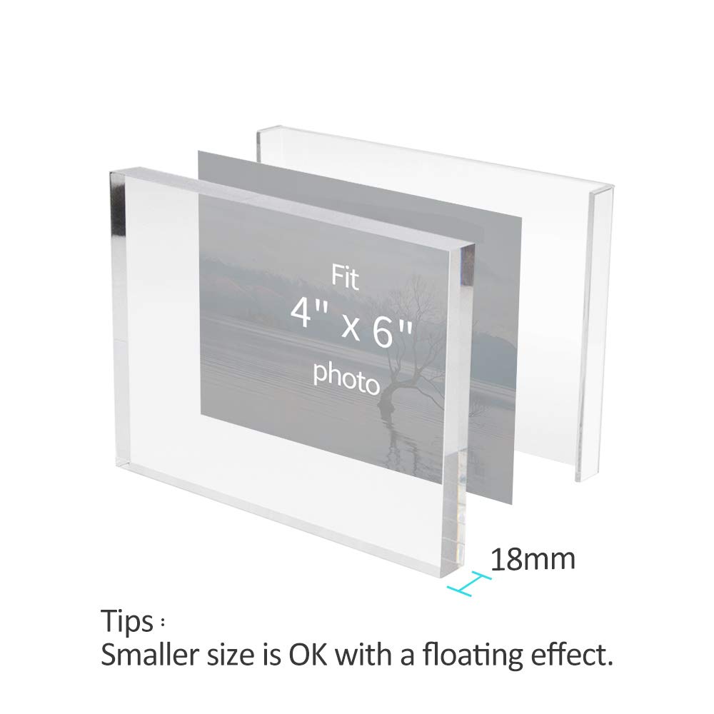 Afuly 4x6 Acrylic Picture Frames Clear Double Sided Photo Frame Unique Thanksgiving Present Tabletop Display 2 Pack