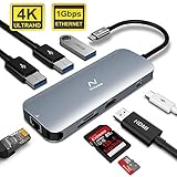 NITASA USB C Hub, 8 in 1 USB C Adapter with Ethernet Port, 4K USB C to HDMI, 3 USB 3.0 Ports, PD Type C Charging Port, SD TF Card Reader, Compatible for MacBook Pro and Other Type C Laptops